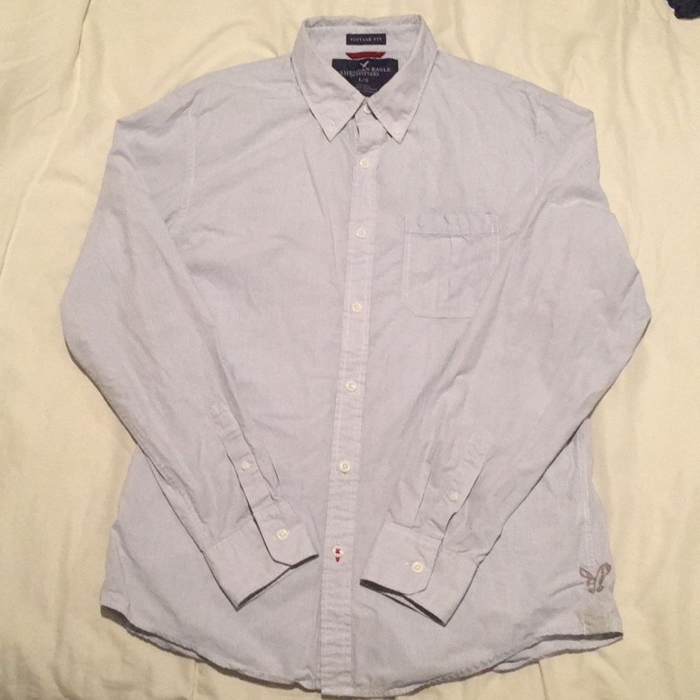 American eagle vintage fit button up blue large